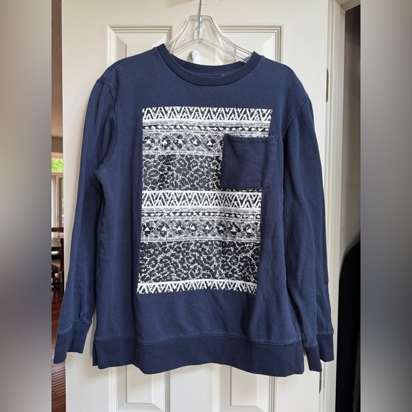 On the Byas Navy Graphic Sweatshirt - Picture 1 of 3